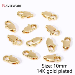 14K Plated 10mm Oval Lobster Clasps & Jump Rings for DIY Jewelry Making