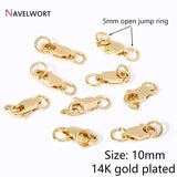 14K Plated 10mm Oval Lobster Clasps & Jump Rings for DIY Jewelry Making