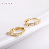 14K Plated Zircon Round Earring Clasps Fittings Brass Metal DIY Accessories