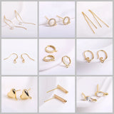 14K Plated Zircon Round Earring Clasps Fittings Brass Metal DIY Accessories