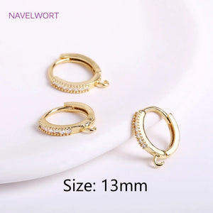 14K Plated Zircon Round Earring Clasps Fittings Brass Metal DIY Accessories