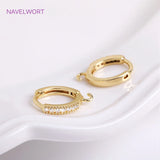 14K Plated Zircon Round Earring Clasps Fittings Brass Metal DIY Accessories