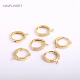 14K Plated Zircon Round Earring Clasps Fittings Brass Metal DIY Accessories