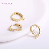 14K Plated Zircon Round Earring Clasps Fittings Brass Metal DIY Accessories