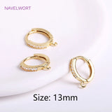 14K Plated Zircon Round Earring Clasps Fittings Brass Metal DIY Accessories