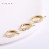 14K Plated Zircon Round Earring Clasps Fittings Brass Metal DIY Accessories