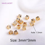 3mm Cube Beads, Brass Spacer Beads for Jewelry Making