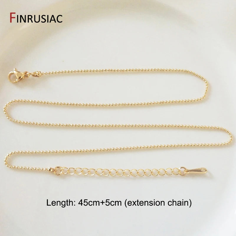 Adjustable 14K Plated Beads Chain for DIY Pendant Necklace