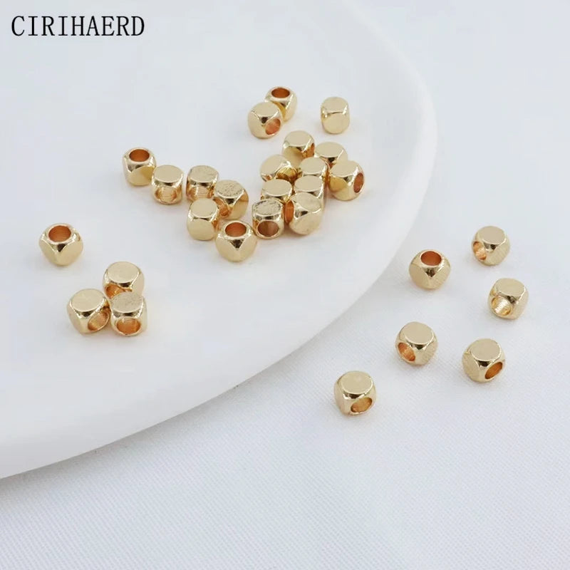 14K Plated Beads Separator Metal Spacer Small Beads For Bracelet Jewelry Making