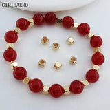 14K Plated Beads Separator Metal Spacer Small Beads For Bracelet Jewelry Making