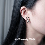 14K Plated Bear Stud Earrings Silver for Women Girls