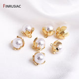 14K Plated Brass 11mm Pearl Charms Pendants For Earrings