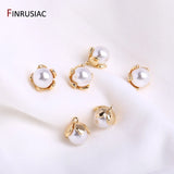 14K Plated Brass 11mm Pearl Charms Pendants For Earrings