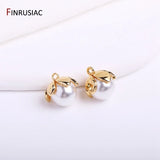 14K Plated Brass 11mm Pearl Charms Pendants For Earrings
