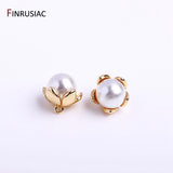 14K Plated Brass 11mm Pearl Charms Pendants For Earrings