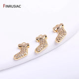 14K Plated Christmas Socks Charms Zircon Earrings Pendants