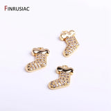 14K Plated Christmas Socks Charms Zircon Earrings Pendants