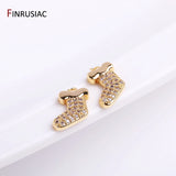 14K Plated Christmas Socks Charms Zircon Earrings Pendants