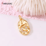 14K Plated Brass Celestial Compass Charms Zircon Inlaid for Jewelry Making