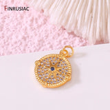 14K Plated Brass Celestial Compass Charms Zircon Inlaid for Jewelry Making