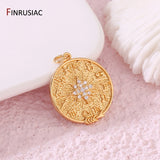 14K Plated Brass Celestial Compass Charms Zircon Inlaid for Jewelry Making