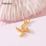 14K Plated Brass Celestial Compass Charms Zircon Inlaid for Jewelry Making