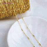 14K Plated Brass Metal Clip Beads Tube Chain for DIY Jewelry Making