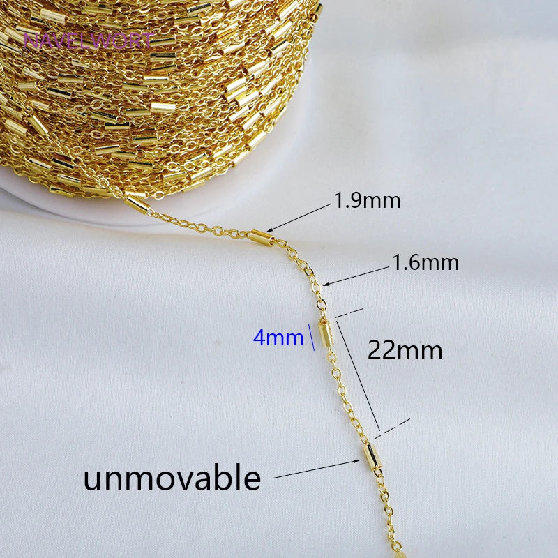 14K Plated Brass Metal Clip Beads Tube Chain for DIY Jewelry Making