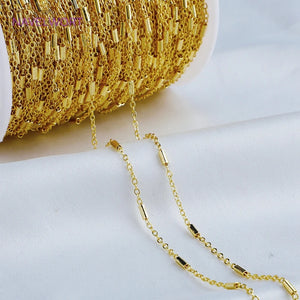 14K Plated Brass Metal Clip Beads Tube Chain for DIY Jewelry Making