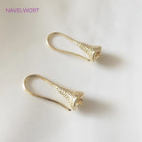 14K Plated Brass Earring Hooks with Bead Caps, DIY Pearl Earrings Findings