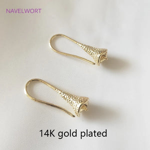 14K Plated Brass Earring Hooks with Bead Caps, DIY Pearl Earrings Findings