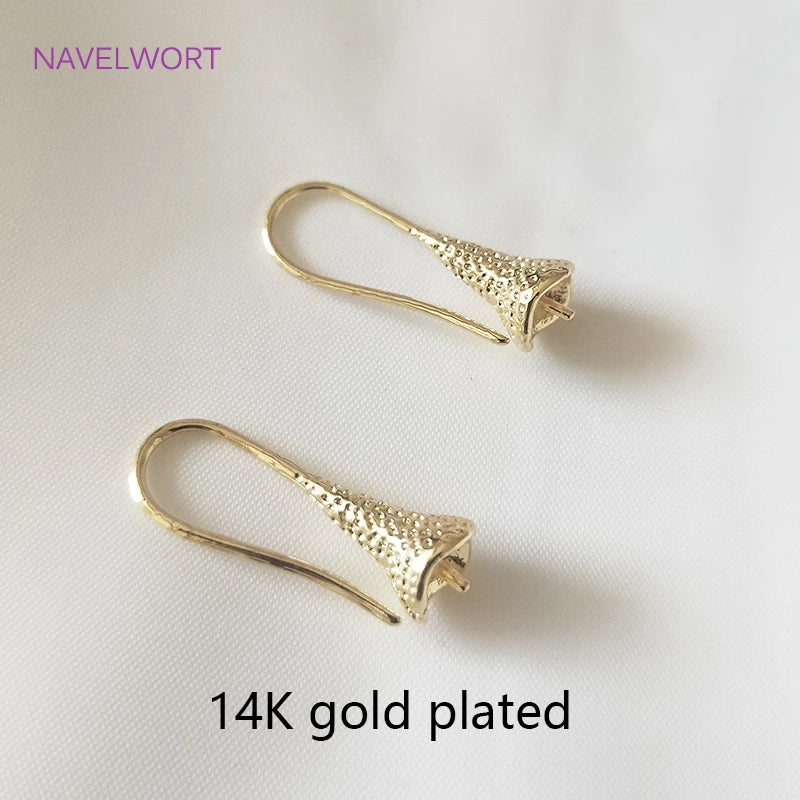 14K Plated Brass Earring Hooks with Bead Caps, DIY Pearl Earrings Findings
