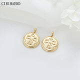 14K Plated Brass Metal Flower Charms Vintage Sun Face Pendant DIY Jewelry