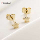 14K Plated Brass Moon Rectangle Star Post Earrings DIY Making Supplies