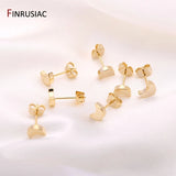 14K Plated Brass Moon Rectangle Star Post Earrings DIY Making Supplies