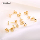 14K Plated Brass Moon Rectangle Star Post Earrings DIY Making Supplies