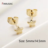 14K Plated Brass Moon Rectangle Star Post Earrings DIY Making Supplies