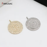 14K Plated Chrysanthemum Pattern Charm Pendant for Necklace Making