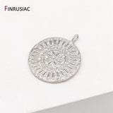 14K Plated Chrysanthemum Pattern Charm Pendant for Necklace Making