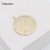 14K Plated Chrysanthemum Pattern Charm Pendant for Necklace Making