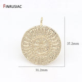 14K Plated Chrysanthemum Pattern Charm Pendant for Necklace Making