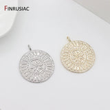 14K Plated Chrysanthemum Pattern Charm Pendant for Necklace Making