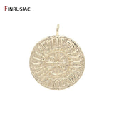 14K Plated Chrysanthemum Pattern Charm Pendant for Necklace Making
