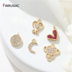 14K Plated Zircon Charms DIY Jewelry Making Accessories