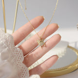 CZ Angel Pendant Necklace 14K Plated Crystal Chain Delicate Jewelry