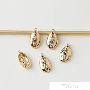 14K Gold-Plated Shell Crystals Pendant DIY Accessories 4pcs