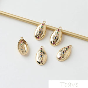 14K Gold-Plated Shell Crystals Pendant DIY Accessories 4pcs