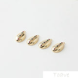 14K Gold-Plated Shell Crystals Pendant DIY Accessories 4pcs
