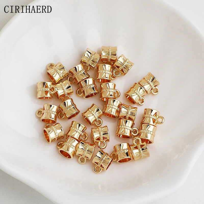 14K Gold-Plated Columnar Pendant Connectors for DIY Bracelet Necklace