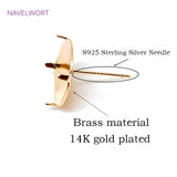14K Plated Round Stud Earring S925 Sterling Silver Needle Earrings DIY Jewelry